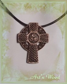 Grand bijou croix celtique en bronze rose massif patiné: porte-clef ou pendentif