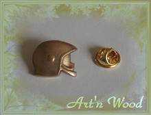 Pin's casque de pompier F1 2cm en bronze doré, fini miroir