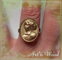 bijou bague femme taille réglable portrait sculpté de George Sand écrivain, littérature, Berry, France, bronze massif - Art`n Wood: créatrice de bijoux artisanaux en bois, bronze, os, corne, ivoire