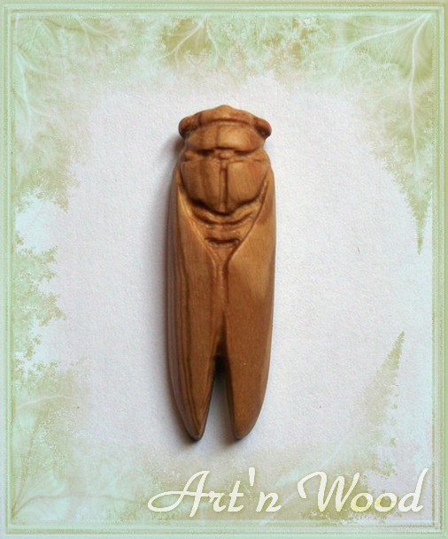 Cigale 4cm, sculpture animalière, porte-clef, broche ou pendentif