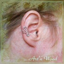 Fine bague d'oreille Sistrel, double spirale en fil de cuivre argent