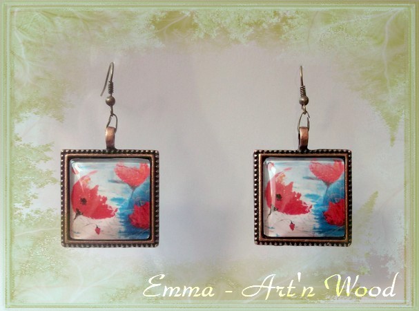 Bijou d'artiste, grandes boucles d'oreille Coquelicots d'Emma