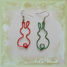 Boucles d'oreille artisanales silhouette lapin, couleurs au choix