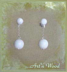 Boucles d'oreille pendantes vintage So Pure en perles d'ivoire végétal