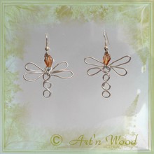 Boucles d'oreille artisanales Fil d'AnimO Demoiselle Libellule orange