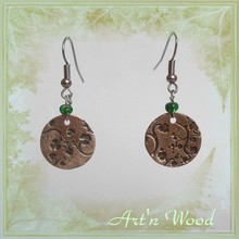 Boucles d'oreille elfiques trèfle irlandais en bronze blanc