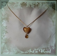 Pendentif Coeur d'Ambre en perles de verre artisanales