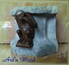 Figurine Petit Singe de Mons, objet souvenir, artisanat, Belgique, Mons 2015, Art`n Wood, Doudou, Ducasse de Mons