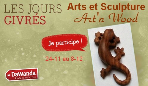 Promotion cadeaux de fin d`année 2014 sur les créations artisanales de Arts et Sculpture et Art`n Wood bijoux sur Dawanda