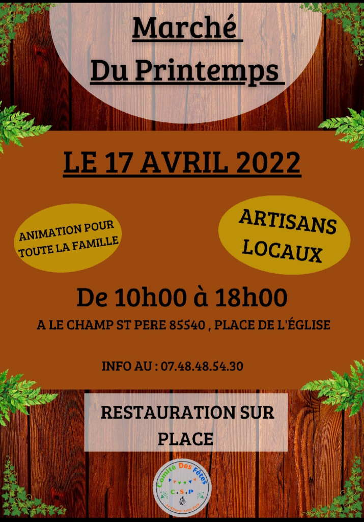 Retrouvez Art'n Wood au Marché de Printemps de Champ Saint Père!