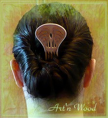 Long peigne à cheveux Art Nouveau "plume ronde" personnalisé