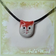 Pendentif en verre chat roux Foxy Cat, pièce unique