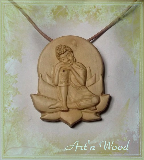 Pendentif le Repos de Bouddha 5cm en bois de buis