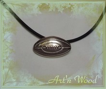 bijou pendentif ballon de rugby en bronze blanc - Art`n Wood