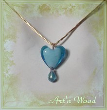 Pendentif Coeur d'Azur en perles de verre artisanales