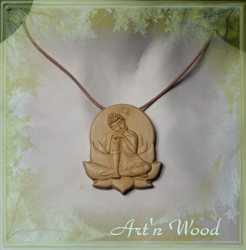 Pendentif le Repos de Bouddha 5cm en bois de buis