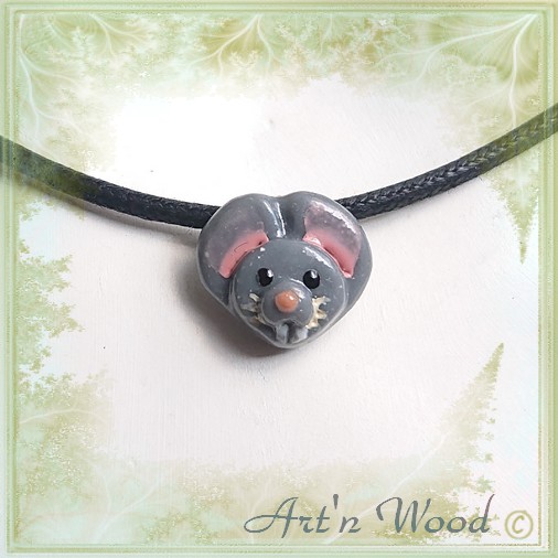 Pendentif Souris fait main en verre, personnalisable