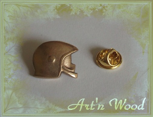 Pin's casque de pompier F1 2cm en bronze doré, fini miroir