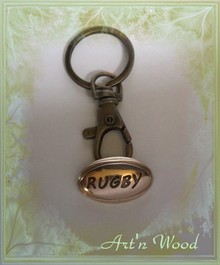 Porte-clef ballon de rugby officiel en bronze doré massif , personnalisable