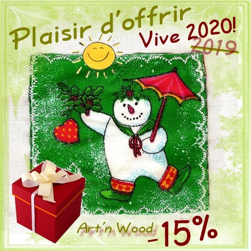 Promo fin d`année 2019 Art`n Wood, sculptrice, artisan d`art, créatrice de bijoux faits mains en matières précieuses naturelles, cadeaux personnalisés à petit prix