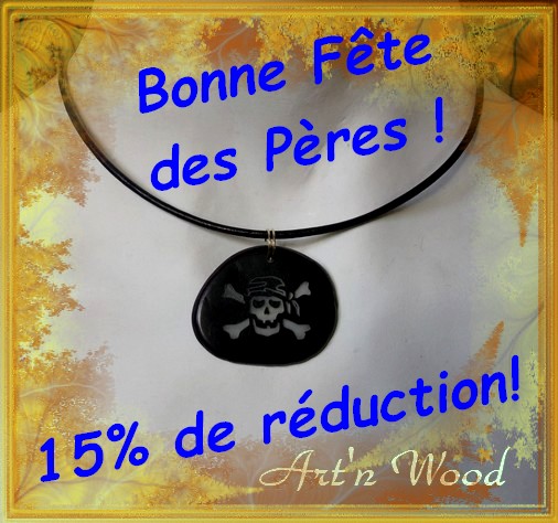 Pour la Fête des Pères, Art`n Wood vous offre 15% de réduction sur tous les bijoux pour lui. Pour offrir à Papa un cadeau unique fait et choisi avec amour, original, personnalisé  ou sur-mesure