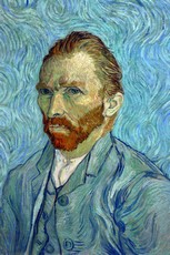 Bijou pin's portrait sculpté de Vincent Van Gogh en bronze doré massif